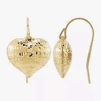 Womens 10K Gold Heart Drop Earrings