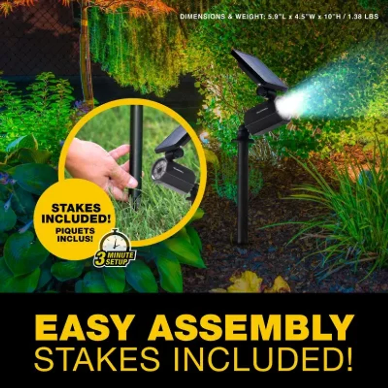 Bell + Howell Bionic Spotlight Deluxe Solar Powered Motion Activated 50% Brighter Outdoor Spotlight