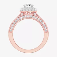 G-H / Si1-Si2) Womens / CT. T.W. Lab Grown White Diamond 14K Gold Round Side Stone Halo Bridal Set