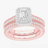 (G-H / Si1-Si2) Womens 1 7/8 CT. T.W. Lab Grown White Diamond 14K Gold Side Stone Halo Engagement Ring