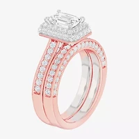 (G-H / Si1-Si2) Womens 1 7/8 CT. T.W. Lab Grown White Diamond 14K Gold Side Stone Halo Engagement Ring