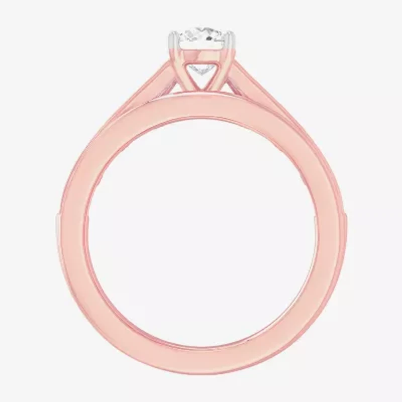 (G-H / Si1-Si2) Womens 1 1/2 CT. T.W. Lab Grown White Diamond 14K Gold Round Side Stone Bridal Set