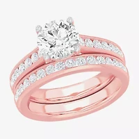 (G-H / Si1-Si2) Womens 3 CT. T.W. Lab Grown White Diamond 14K Gold Round Side Stone Bridal Set