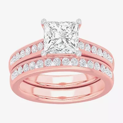 G-H / Si1-Si2) Womens 3 CT. T.W. Lab Grown White Diamond 14K Gold Side Stone Bridal Set