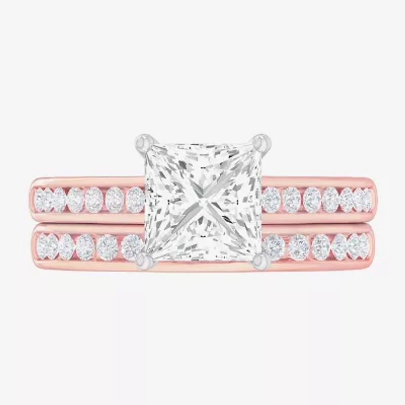 G-H / Si1-Si2) Womens 3 CT. T.W. Lab Grown White Diamond 14K Gold Side Stone Bridal Set