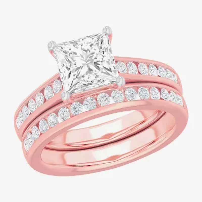 G-H / Si1-Si2) Womens 3 CT. T.W. Lab Grown White Diamond 14K Gold Side Stone Bridal Set