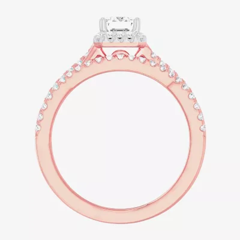 G-H / Si1-Si2) Womens / CT. T.W. Lab Grown White Diamond 14K Gold Side Stone Halo Bridal Set