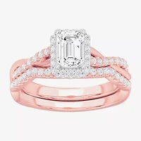 G-H / Si1-Si2) Womens / CT. T.W. Lab Grown White Diamond 14K Gold Side Stone Halo Bridal Set