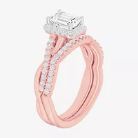 G-H / Si1-Si2) Womens / CT. T.W. Lab Grown White Diamond 14K Gold Side Stone Halo Bridal Set