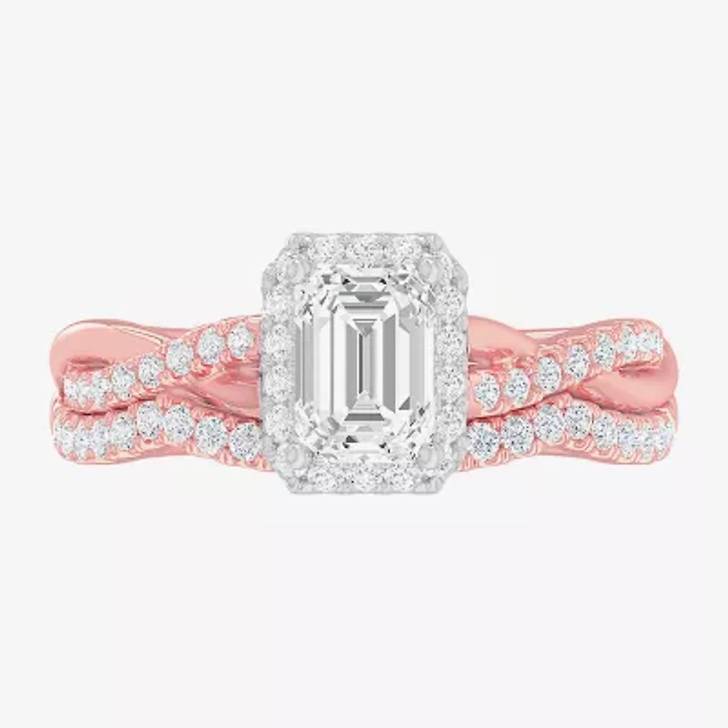 G-H / Si1-Si2) Womens / CT. T.W. Lab Grown White Diamond 14K Gold Side Stone Halo Bridal Set