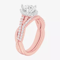 G-H / Si1-Si2) Womens / CT. T.W. Lab Grown White Diamond 14K Gold Pear Side Stone Halo Bridal Set