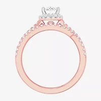 G-H / Si1-Si2) Womens / CT. T.W. Lab Grown White Diamond 14K Gold Oval Side Stone Halo Bridal Set