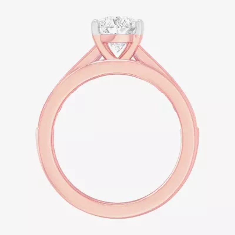 (G-H / Si1-Si2) Womens 3 CT. T.W. Lab Grown White Diamond 14K Gold Oval Side Stone Bridal Set