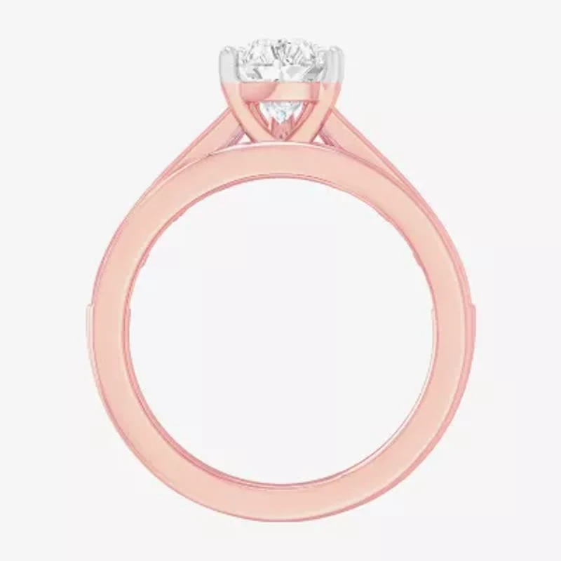 (G-H / Si1-Si2) Womens 3 CT. T.W. Lab Grown White Diamond 14K Gold Pear Side Stone Bridal Set