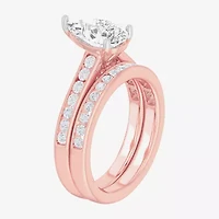 (G-H / Si1-Si2) Womens 3 CT. T.W. Lab Grown White Diamond 14K Gold Pear Side Stone Bridal Set