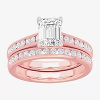 (G-H / Si1-Si2) Womens 3 CT. T.W. Lab Grown White Diamond 14K Gold Side Stone Bridal Set