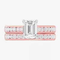 (G-H / Si1-Si2) Womens 3 CT. T.W. Lab Grown White Diamond 14K Gold Side Stone Bridal Set