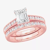 (G-H / Si1-Si2) Womens 3 CT. T.W. Lab Grown White Diamond 14K Gold Side Stone Bridal Set