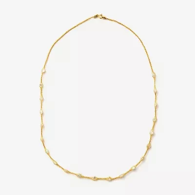 Made in Italy Womens White Cubic Zirconia 10K Gold 18 Inch Pendant Necklace