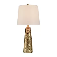 Stylecraft Christy Golden Copper With Brussels White Shade Ceramic Table Lamp