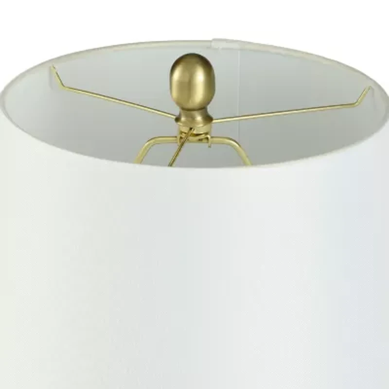 Stylecraft Christy Golden Copper With Brussels White Shade Ceramic Table Lamp