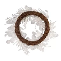 Kurt Adler 24 Inch Unlit White Ratten Wreath