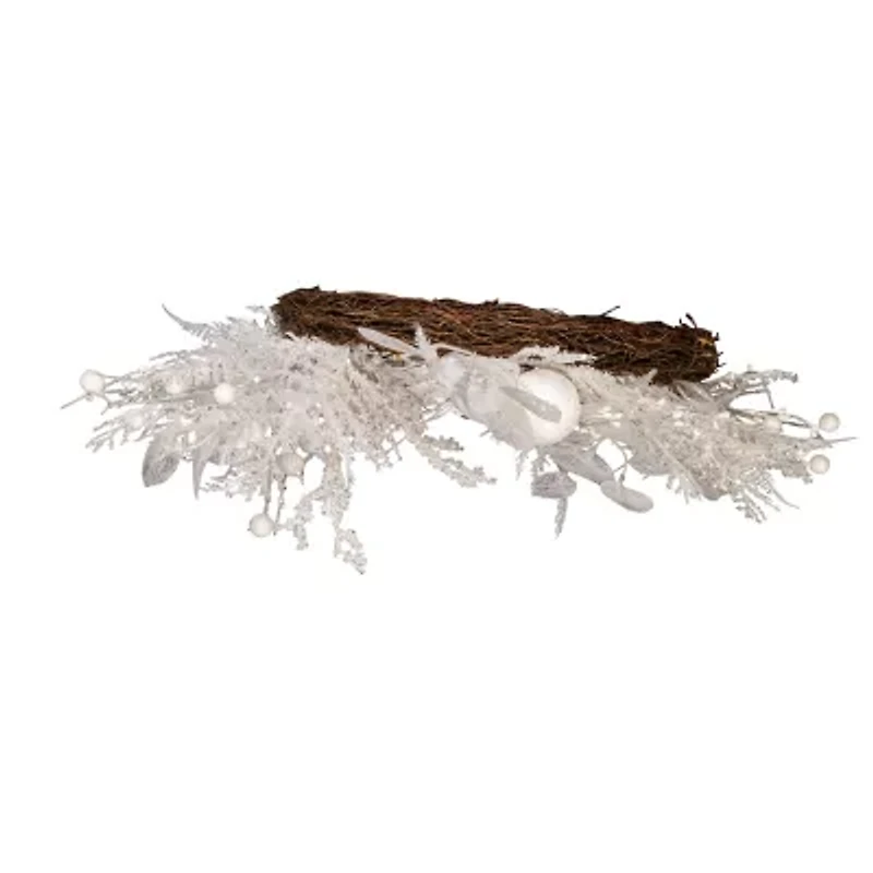 Kurt Adler 24 Inch Unlit White Ratten Wreath