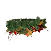 Kurt Adler 30 Inch Unlit Red & Gold Poinsettia Wreath