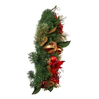 Kurt Adler 30 Inch Unlit Red & Gold Poinsettia Wreath