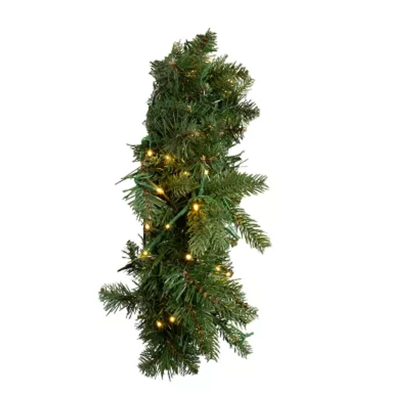 Kurt Adler 18 Inch Battery-Operated White Led Fir Pre-Lit Swag