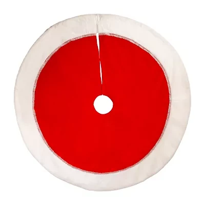 Kurt Adler 48in Traditional Red White Border Indoor Tree Skirt