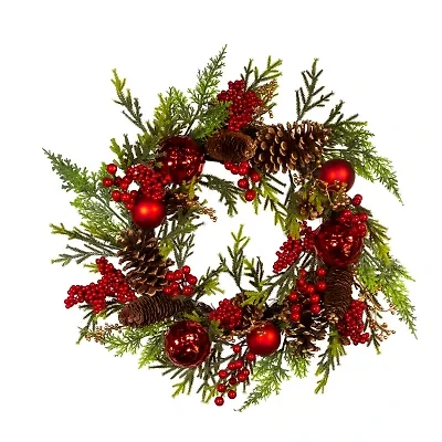 Kurt Adler 24 Inch Unlit Green Rattan Wreath