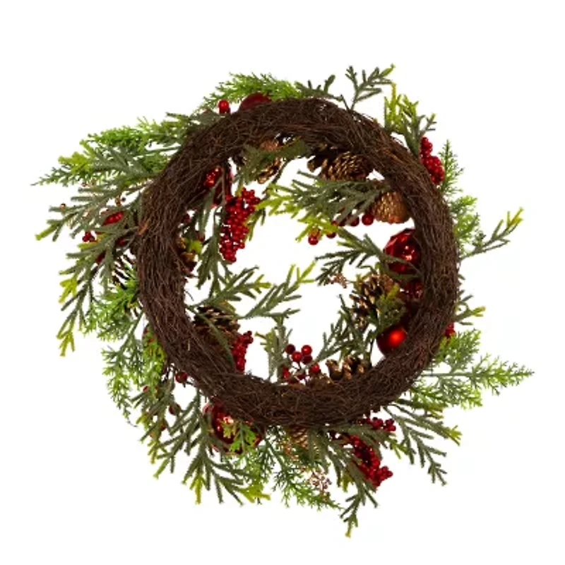 Kurt Adler 24 Inch Unlit Green Rattan Wreath