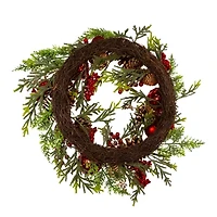 Kurt Adler 24 Inch Unlit Green Rattan Wreath
