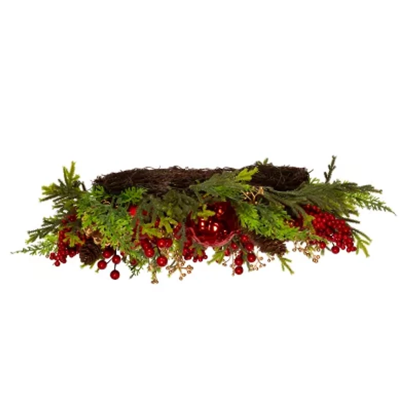 Kurt Adler 24 Inch Unlit Green Rattan Wreath