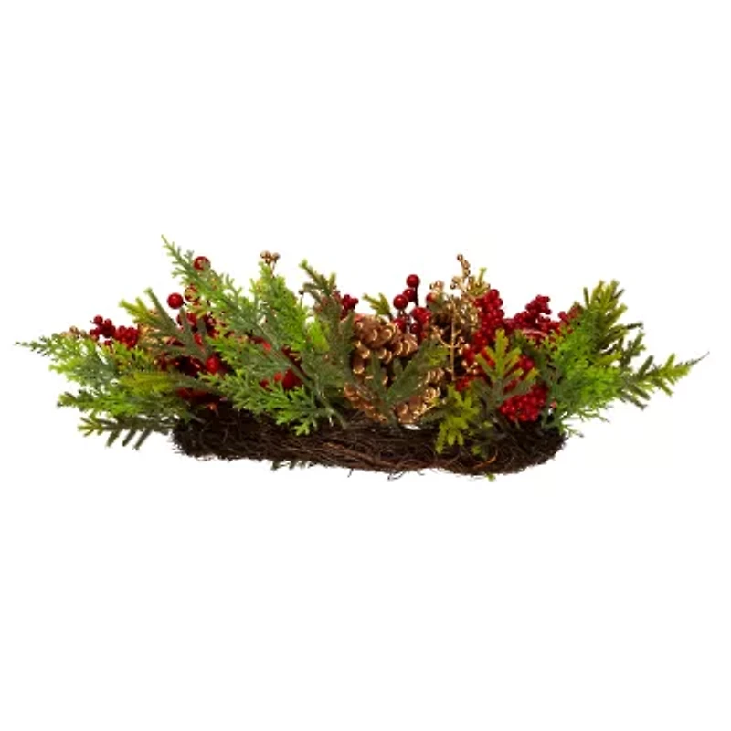 Kurt Adler 24 Inch Unlit Green Rattan Wreath