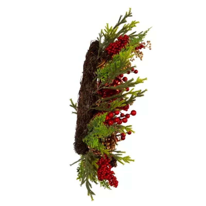 Kurt Adler 24 Inch Unlit Green Rattan Wreath