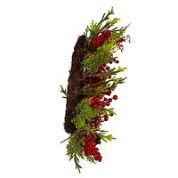Kurt Adler 24 Inch Unlit Green Rattan Wreath