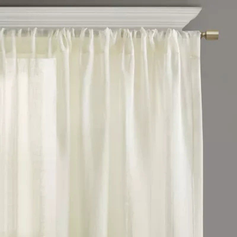 Croscill Cornelli Embroidery Rod Pocket Sheer Single Curtain Panel