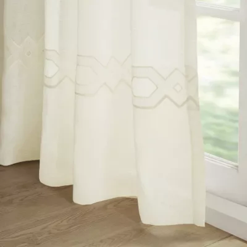 Croscill Cornelli Embroidery Rod Pocket Sheer Single Curtain Panel