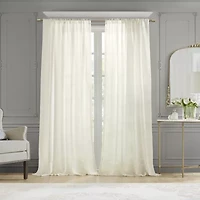 Croscill Cornelli Embroidery Rod Pocket Sheer Single Curtain Panel