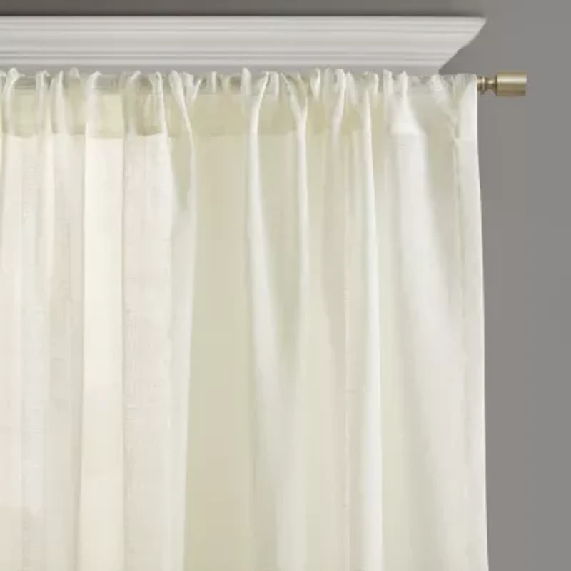 Croscill Cornelli Embroidery Rod Pocket Sheer Single Curtain Panel