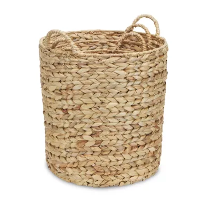 Water Hyacinth Straight Baskets Set Of 3