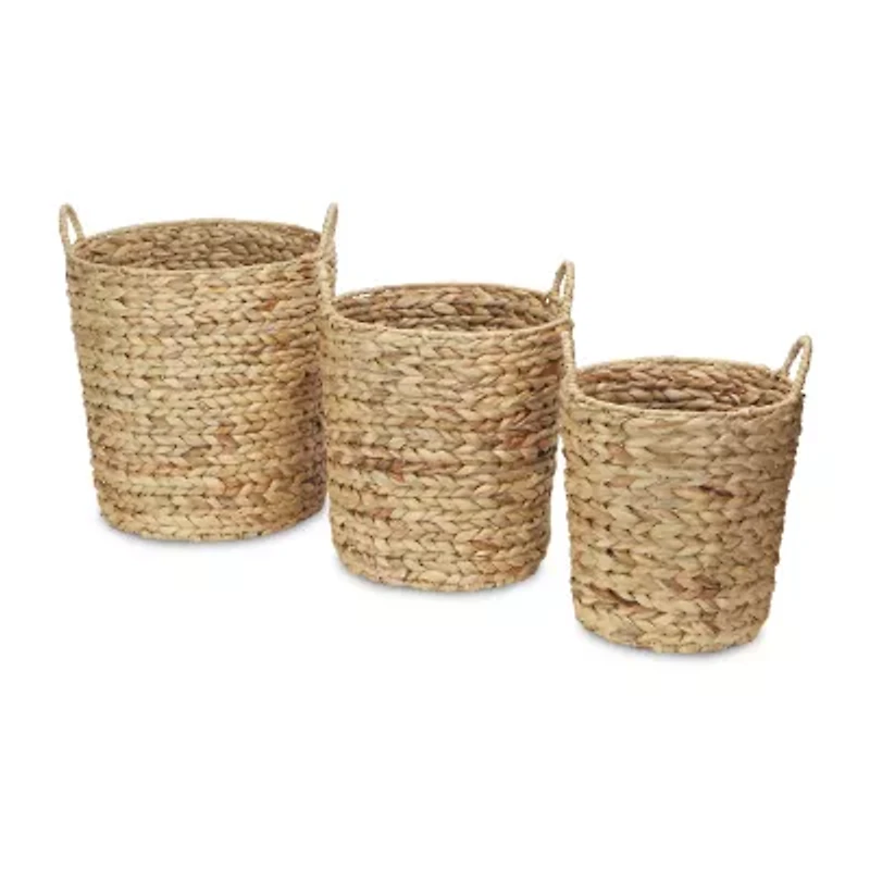 Water Hyacinth Straight Baskets Set Of 3