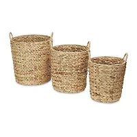 Water Hyacinth Straight Baskets Set Of 3 