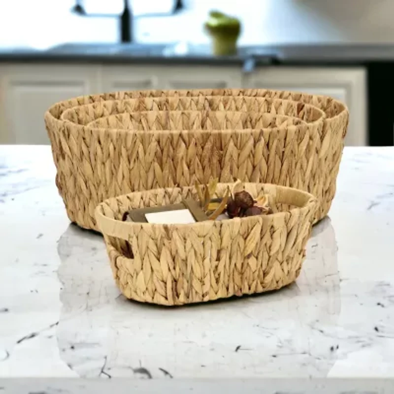 Oval Water-Hyancinth Baskets Set Of 4