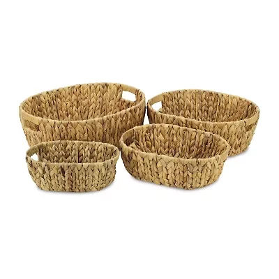 Oval Water-Hyancinth Baskets Set Of 4