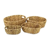 Oval Water-Hyancinth Baskets Set Of 4