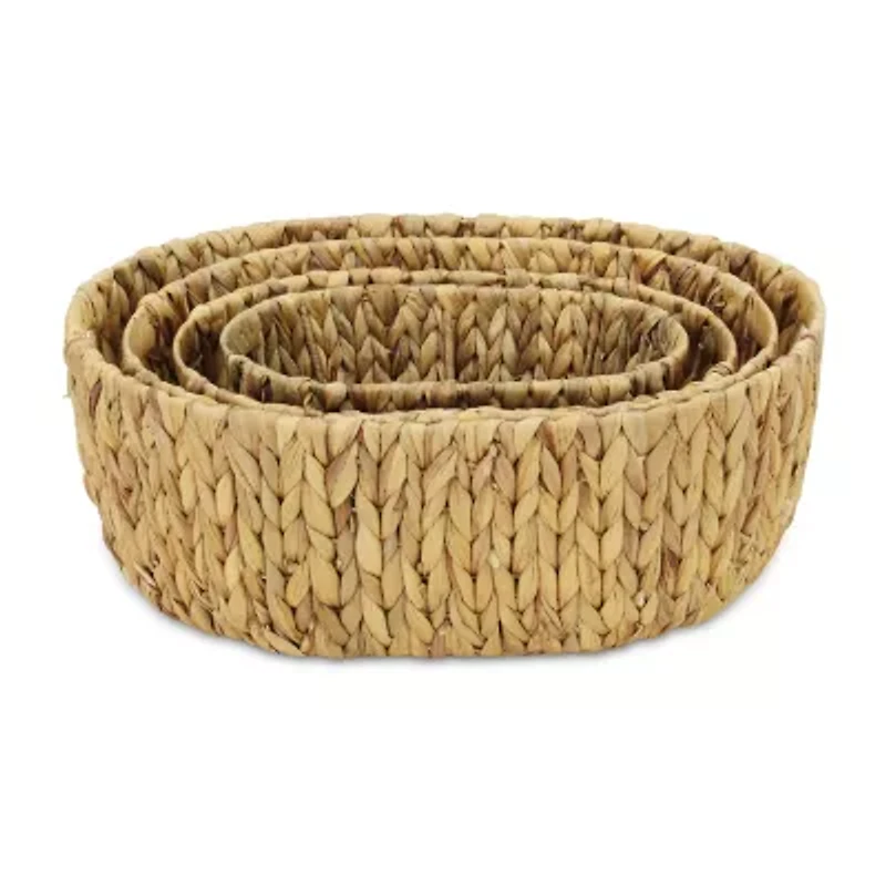 Oval Water-Hyancinth Baskets Set Of 4