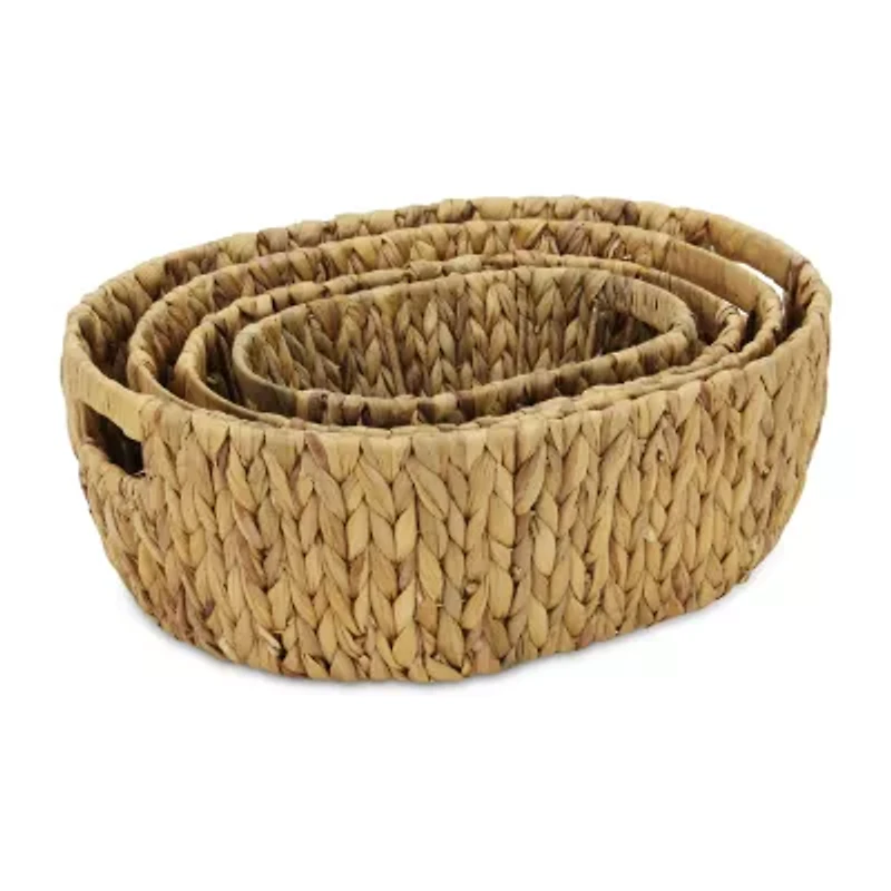 Oval Water-Hyancinth Baskets Set Of 4